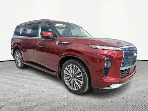 Red 2025 INFINITI QX80 LUXE