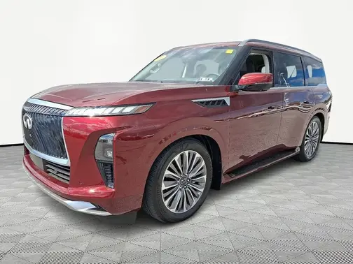 Red 2025 INFINITI QX80 LUXE