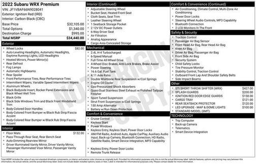 Ignition Red 2022 Subaru WRX Base