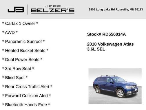 2018 Volkswagen Atlas 3.6L SEL