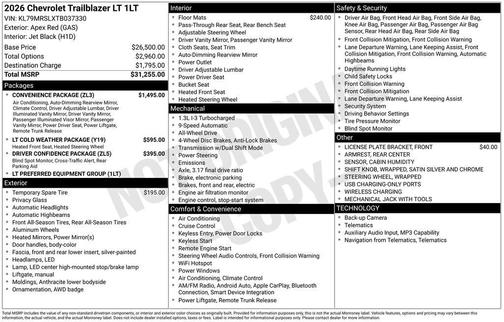 Apex Red 2026 Chevrolet Trailblazer LT