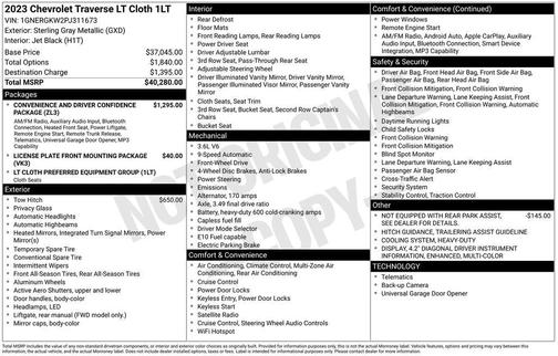 Sterling Gray Metallic 2023 Chevrolet Traverse LT Cloth