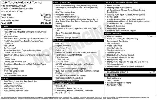 Creme Brulee Mica 2014 Toyota Avalon XLE Touring