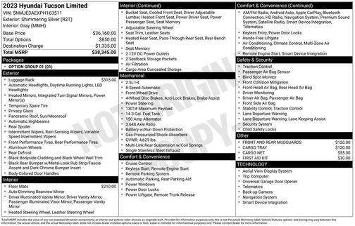 Shimmering Silver 2023 Hyundai TUCSON Limited