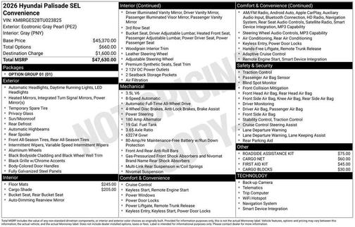 2026 Hyundai PALISADE SEL Convenience