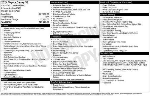 Ice Cap 2024 Toyota Camry SE