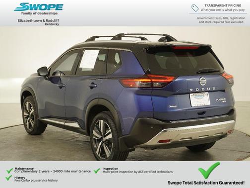 Caspian Blue Metallic/Super Black 2021 Nissan Rogue Platinum