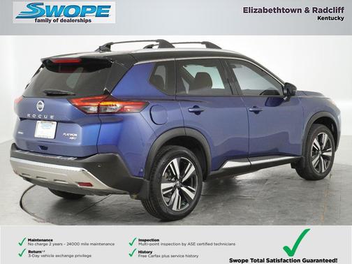 Caspian Blue Metallic/Super Black 2021 Nissan Rogue Platinum
