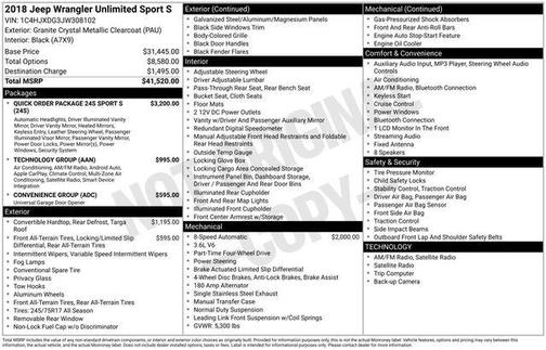 2018 Jeep Wrangler Unlimited Sport