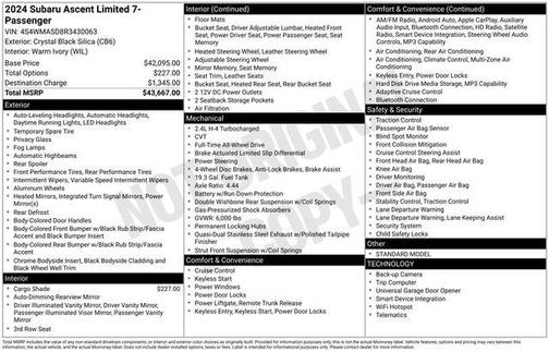 2024 Subaru Ascent Limited 7-Passenger