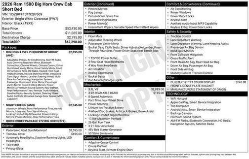 Bright White Clearcoat 2026 RAM 1500 Big Horn/Lone Star