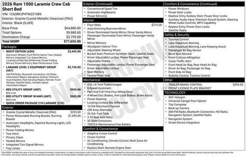 Granite Crystal Metallic Clearcoat 2026 RAM 1500 Laramie