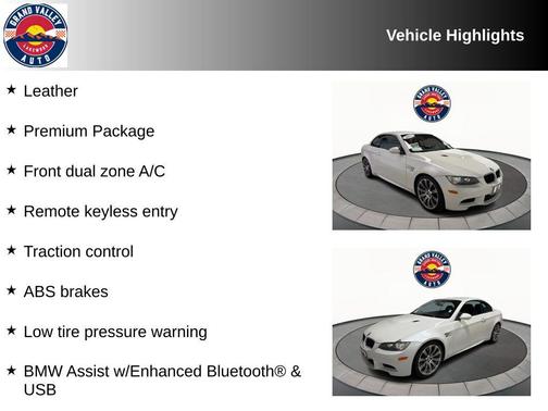 White Metallic 2012 BMW M3 Base