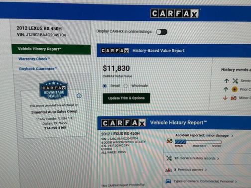 2012 Lexus RX 450h Base