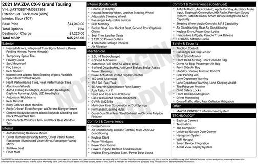 Jet Black Mica 2021 Mazda CX-9 Grand Touring