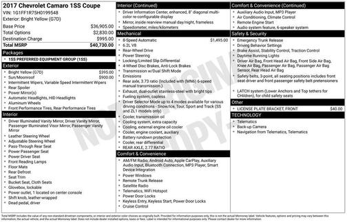 2017 Chevrolet Camaro 1SS