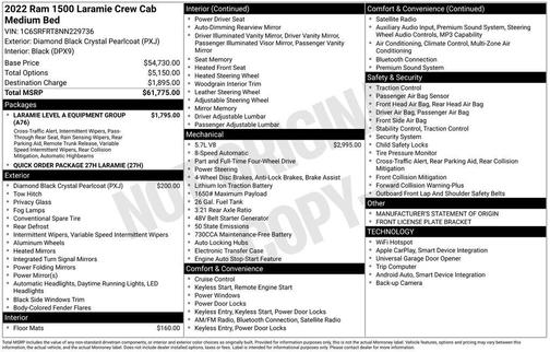 Diamond Black Crystal Pearlcoat 2022 RAM 1500 Laramie