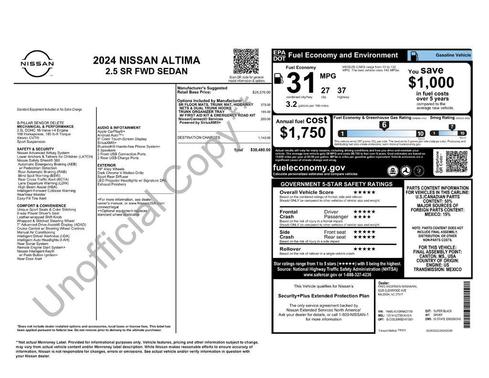 Super Black 2024 Nissan Altima SR FWD