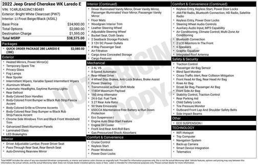Bright White Clearcoat 2022 Jeep Grand Cherokee Laredo
