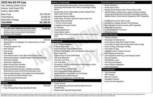 Wolf Gray 2022 Kia K5 GT-Line