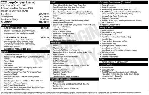 Laser Blue Pearlcoat 2021 Jeep Compass Limited