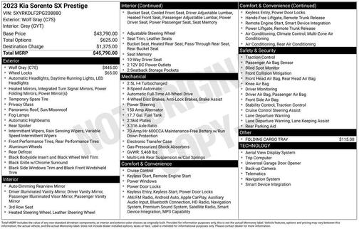 Wolf Gray 2023 Kia Sorento SX
