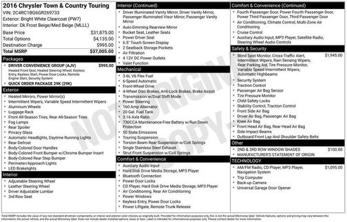 2016 Chrysler Town & Country Touring