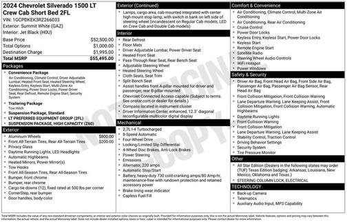 Summit White 2024 Chevrolet Silverado 1500 LT