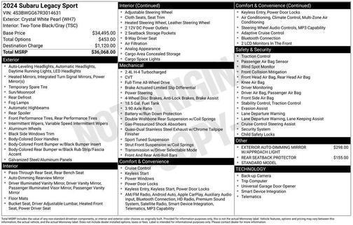 2024 Subaru Legacy Sport