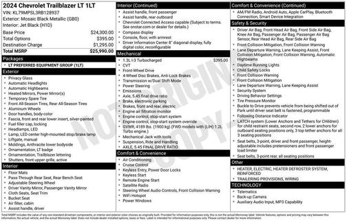 Mosaic Black Metallic 2024 Chevrolet Trailblazer LT