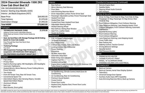 Sterling Gray Metallic 2024 Chevrolet Silverado 1500 ZR2