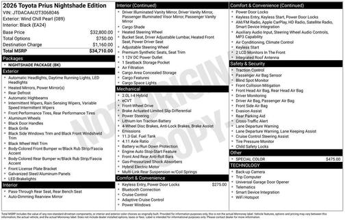 Wind Chill Pearl 2026 Toyota Prius L