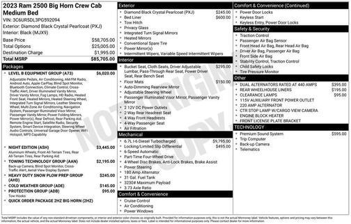 Diamond Black Crystal Pearlcoat 2023 RAM 2500 Big Horn Crew Cab 4x4 6'4' Box