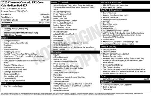 Summit White 2020 Chevrolet Colorado ZR2