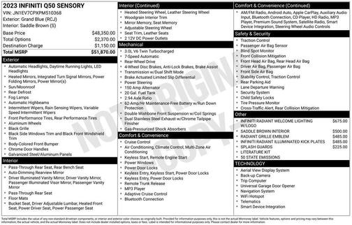 2023 INFINITI Q50 SENSORY