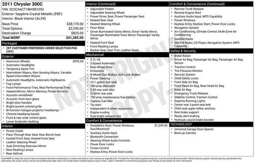 Sapphire Crystal Met Clearcoat 2011 Chrysler 300 Base