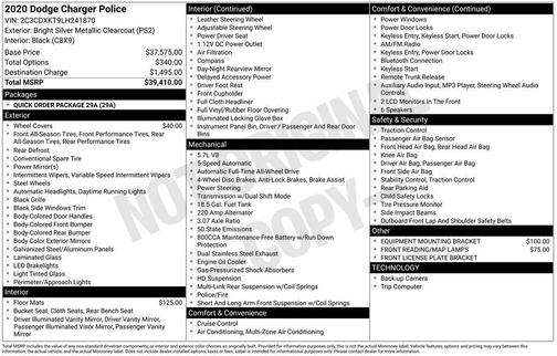 Bright Silver Clearcoat Metallic 2020 Dodge Charger Police