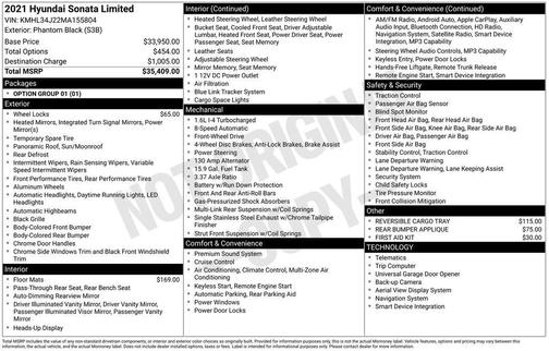 Phantom Black 2021 Hyundai SONATA Limited
