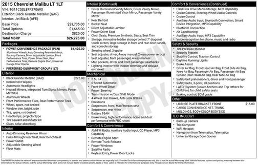 Black Granite Metallic 2015 Chevrolet Malibu 1LT