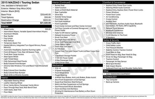 Meteor Gray Mica 2015 Mazda Mazda3 i Touring