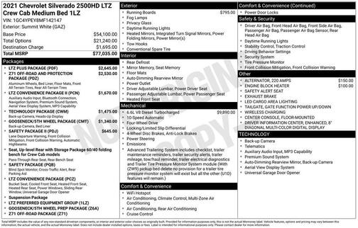 Summit White 2021 Chevrolet Silverado 2500 LTZ