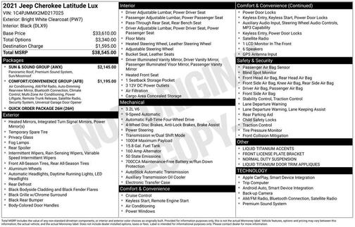 Bright White Clearcoat 2021 Jeep Cherokee Latitude Lux