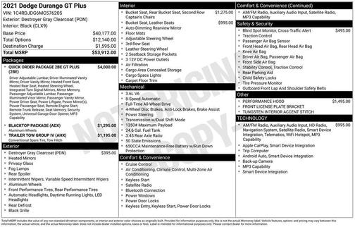 Destroyer Gray Clearcoat 2021 Dodge Durango GT Plus