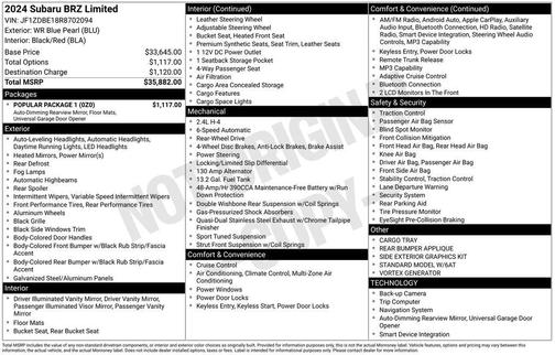 2024 Subaru BRZ Limited