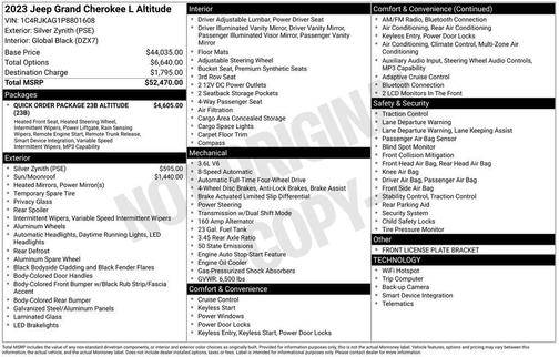 Silver Zynith 2023 Jeep Grand Cherokee L Altitude