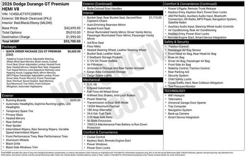 2026 Dodge Durango GT Premium HEMI V8