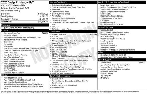 Granite Crystal Clearcoat Metallic 2020 Dodge Challenger R/T