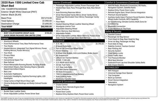 Bright White Clearcoat 2020 RAM 1500 Limited
