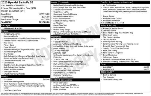 2020 Hyundai SANTA FE 2.4 SE