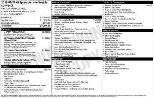 2020 BMW X5 sDrive40i